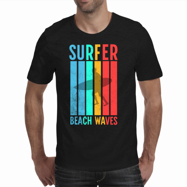 Surfer beach waves black